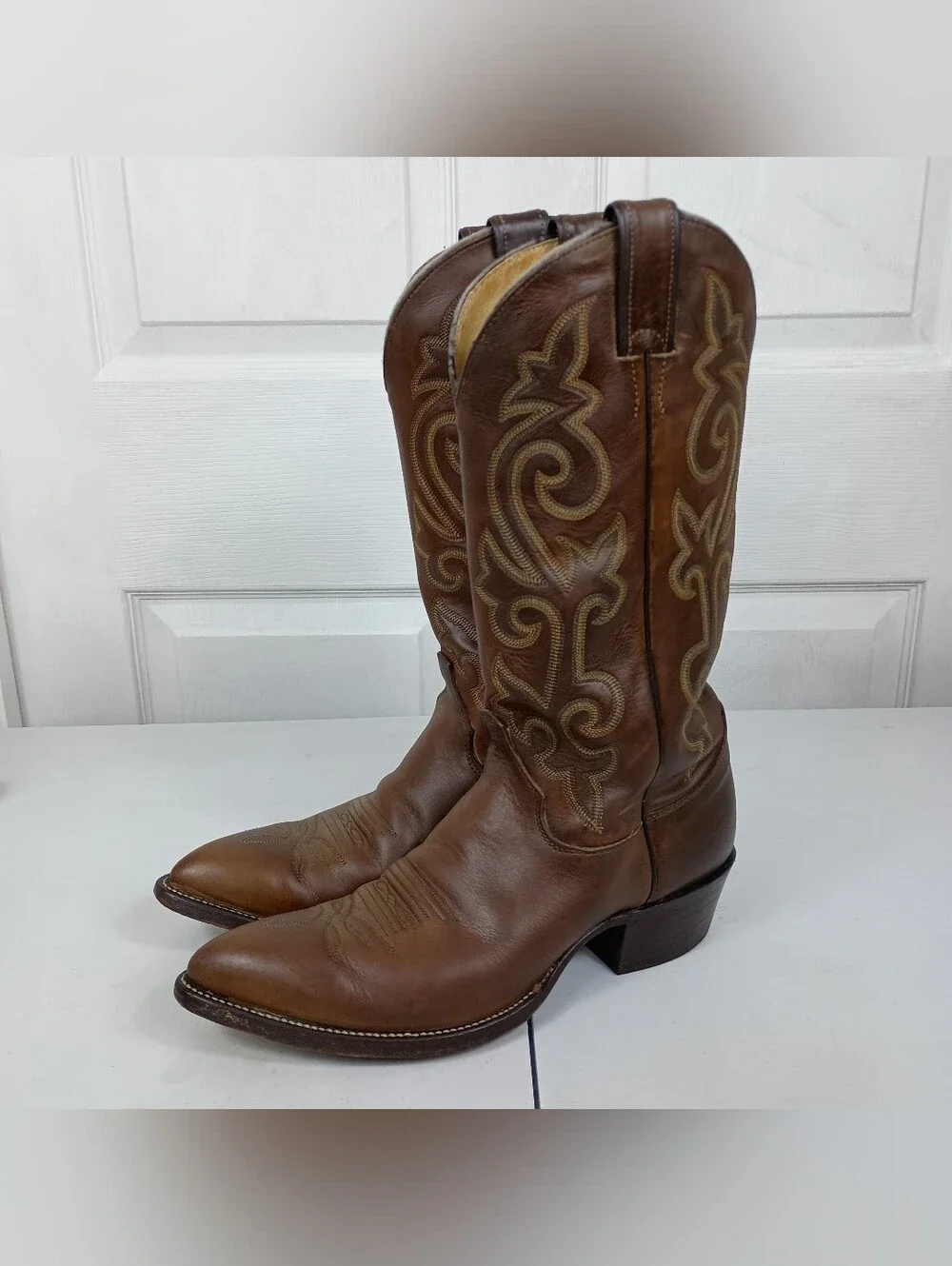 Justin Cowboy Boots 8D Mens Brown Leather Western Classic 13